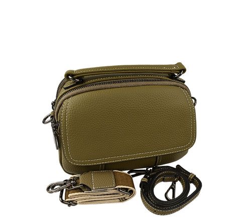 Poseta casual, dama, ADA SHOES, 8717, kaki, piele naturala